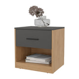 Solomon Nightstand with a Drawer, Natural Oak and Matt Grey B128P263724