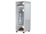 White 3-Shelf Wardrobe with Mirror and Open Storage B062P227646