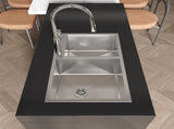 Stainless Steel Kitchen Sink, 32x19 Double Bowl in Brushed Nickel, Overmount Handmade Sink, with 04997496