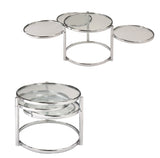 ZUN Modern Nesting Coffee Table With Clear Glass and Chrome B091119900