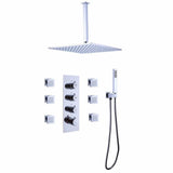 Luxury Thermostatic Mixer Shower System Rainfall with Set Shower and Hand shower Square Shower W105960093