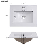 ZUN [Viedo] 20 Inch Modern Small Bathroom Vanity Cabinet With Ceramic Basin- 20*14.5*33.3 Inches,Ample N729P170386B