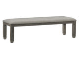 Wood Frame Dining Bench 1pc Antique Gray Finish Frame With Neutral Tone Gray Fabric Seat B01143833