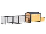 118" Large Wooden Chicken Coop Outdoor Hen House with Nesting Box, Leak-Proof Pull-Out Tray, Asphalt 27993479