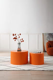 ZUN MDF Nesting Table Set of 2,Handcraft Round Coffee Table for Living Room/Leisure Area, Orange W876P199438