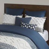 Full/Queen 3 Piece Cotton Duvet Cover Set with Chenille Tufting B035129137