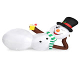 9.8 FT Lighted Christmas Inflatable Decoration, Large Inflatable Lying Snowman, Funny Blow Up Yard 20613284