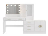 Large Makeup Vanity with Lights, Vanity Table with Charging Station, Vanity Desk with Mirror and 10 73638677