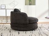 30"W Modern Round 360&deg Swivel Barrel Accent Chair with Pillow, Chenille Upholstered Comfy Barrel W3118P384514
