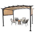 ZUN 350*280*230.5cm Aluminum Dark Brown Post Brown Adjustable Shade Fabric Curved Top Folding Shed 67152724