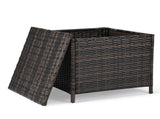 Outdoor PE Wicker Side Table with Storage, Patio Rattan End Table Square Container for Furniture 64589398