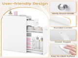 Slim Bathroom Storage Cabinet with Caster Drawer, Raised Edge Top Shelf Anti-Fall Organizer-White 00552411