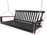 Front Porch Swing with Armrests, Wood Bench Swing with Hanging Chains,for Outdoor Patio ,Garden W49543721