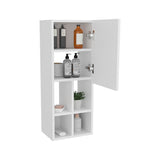 White Wall-Mounted Bathroom Cabinet with Door and 4 Open Shelves B062P323177