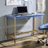 Rectangular Writing Desk with USB Port, Navy Blue and Gold B016P326482