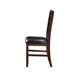 Contemporary Cherry Finish Side Chairs 2pc Set Black PU Leather Upholstery Durable Wood Dining B2741P331891