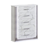 Desire Chest Marble-Patterned Drawers with LED Side Panels and Metallic Trim for Spacious, Stylish G150109087