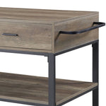 ZUN Rustic Oak and Black 2-Drawer Kitchen Island with Shelf B062P209303