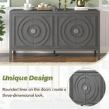 TREXM Retro Sideboard door with Circular Groove Design Round Metal Door Handle for Entrance, Dinning WF307723AAE