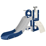 ZUN Kids Slide Playset Structure 5 in 1, Freestanding Spaceship Set with Slide, Telescope and Basketball PP321358AAC