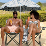 Portable Outdoor 2-Seat Folding Chair with Removable Sun Umbrella Coconut Tree 59226804