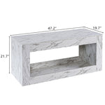 ZUN Modern Coffee Table with LED Light, Faux Marble High Glossy Coffee End Table with Open Storage for 04965894