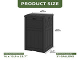 33 Gallon Outdoor Trash Can, Layered Lid with Drip Tray, Waterproof Garbage Bin for Patio, Deck, 78208077