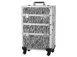 3 in 1 Aluminum Cosmetic Makeup Case Tattoo Box White Zebra Print 25171058