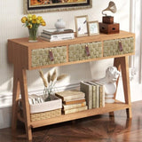 ZUN Mid Century Modern Console Table with Storage for Entryway, Multi-Functional Entryway Table with 3 40513190