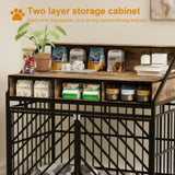 ZUN 43.3 inch Dog Crate Furniture for Large Dogs,Wooden Dog Crate Divider,Double Door Dog Kennel W2699P208353