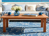35.5" x 18" x 17" Rectangular Wooden Patio Coffee Table, Heavy Duty 130LBS Capacity Slatted Top 42220125