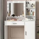 Vanity Desk with Mirror & Light, Large Drawer Three Level Storage Dresser, 3 Lighting Modes 97537038