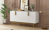 TREXM Modern Elegant 4-door Sideboard Gold Metal Handle Buffet Cabinet for Dining Room, Living Room, WF304382AAK