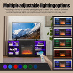 ZUN TV Stand Electric Fireplace TV Stand Glass Shelves, 3D Fireplace TV Stand LED Lights Wood W2275P149867