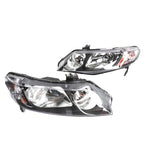 ZUN 2pcs Front Left Right Car Headlights for Honda Civic 2006-2011 4dr Models Only Black 04084146