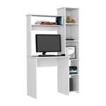 ZUN Versalles Writintg Desk, Two Superior Shelves, Five Cubbies -White B20092000