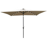 ZUN 10 x 6.5t Rectangular Patio Solar LED Lighted Outdoor Umbrellas with Crank and Push Button Tilt for W65642333