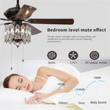 ZUN 52'' Classical Crystal Ceiling Fan Lamp,3 Speed , 5 Reversible Blades for Living Room, Dining Room, W1592P182046