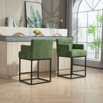 ZUN House Hold Counter Height Bar Stools Set of 2, Modern Square Bar Stool with Back, Black Metal W1588P191212