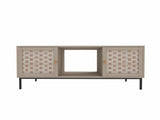 Elegant Veener Weaving Design Coffee Table with 4 Sliding Door, Wooden Center Rectangular Table with 80118663