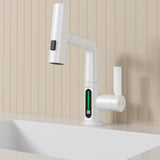 Pull-Out Lift LED Temperature Digital Display Bathroom Basin Faucet, Single Handle 360&deg Rotatable W1224125760