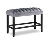 ZUN 1pc Gray Black Counter Height Bench Dining Room Velvet Fabric Upholstery Kitchen Dining Wooden B011P261189