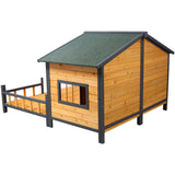 Wooden Large Dog House Outdoor Double XL Dog Kennel with Elevated Floor and Porch, Weatherproof W465P189954