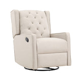 ZUN Milah Gliding Swivel Recliner Tufted Latte Fabric B02263780