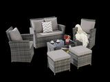 6 Piece Wicker Patio Furniture Sets with Ottoman & Tempered Glass Coffee Table W874P264687