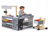 Gray Wooden Kids Supermarket Playset Vending Machine, 90.1778.74104.14cm Grocery Store Toy 33743547