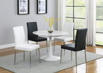 ZUN Set of 4 Leatherette Upholstered Dining Chairs, White and Chrome B016P224473