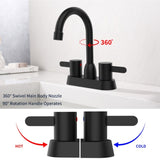 ZUN 2 Handles Bathroom Sink Faucet, Matte Black Centerset RV Bathroom Faucets for 3 Hole [pop-up drain 79218489