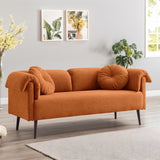 68.5" Modern Lamb Wool Sofa With Decorative Throw Pillows for Small Spaces 03215478