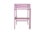 ZUN Twin High Loft Bed, Rubber Wood Loft Bed with Safety Guardrail, built-in desk, ladder,Pink W504P206981